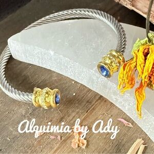 Alquimia Silver and Gold Bracelet with Blue Accents